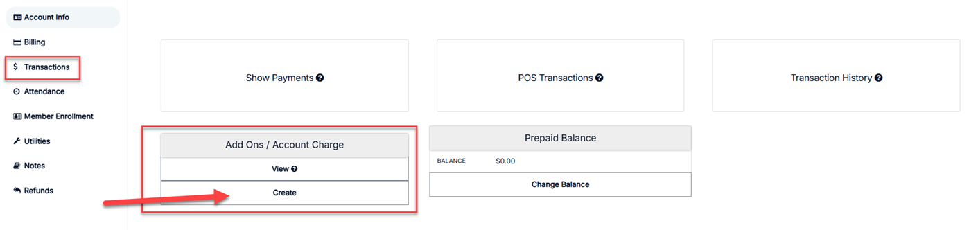 Create Add-on form with frequency, Add On Description, Rollover to Open-end, and Down Payment fields.