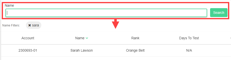 Belt Tracker Percent Ready slider control used to filter students by their calculated test readiness percentage