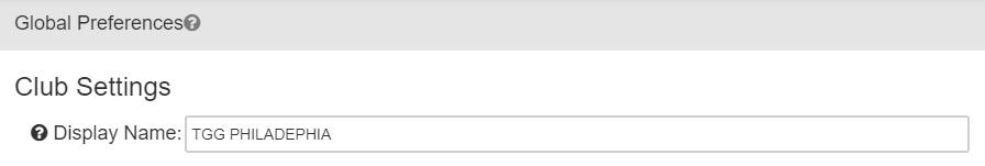 Display Name field where you enter the club name to distinguish locations or set club identity.
