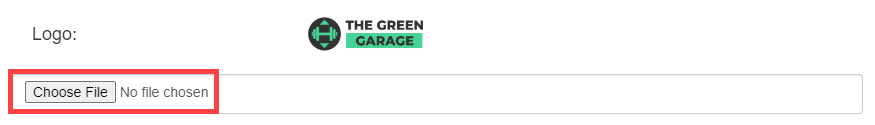 Logo section with the Choose File button for uploading a custom club logo image.
