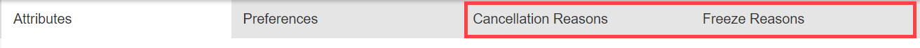 Cancellation Reasons and Freeze Reasons tabs within the Member section.
