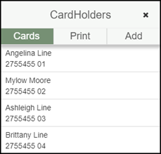 Cardholders panel listing the buyer and additional cardholders with action options.