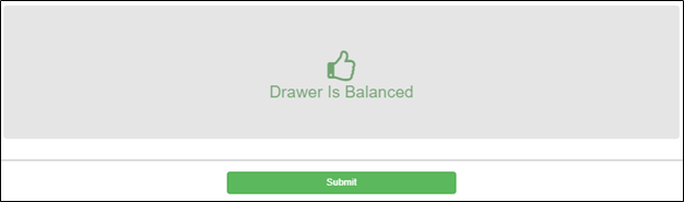 Cash Drawer Maintenance screen with Cash icon highlighted for initiating a cash drop.