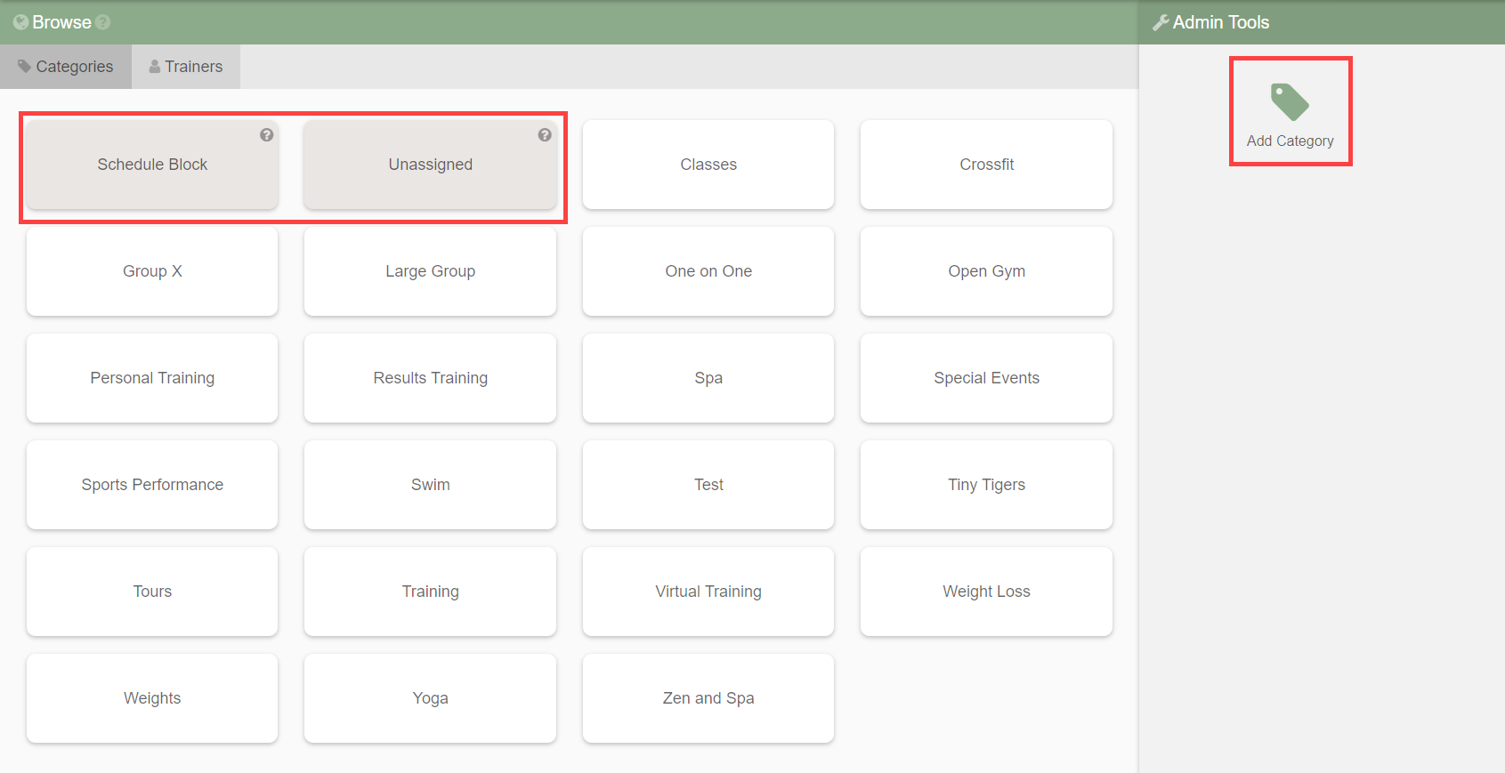 Add category form showing Name field and Is Member Visible toggle.