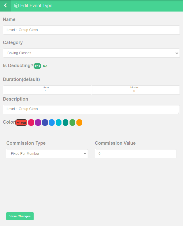 Series configuration form showing capacity, waitlist, trainer, and online event fields.