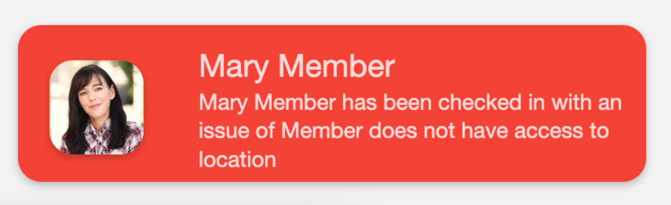 Online Check-In member panel showing a large red PAST DUE alert banner below the member name and membership details