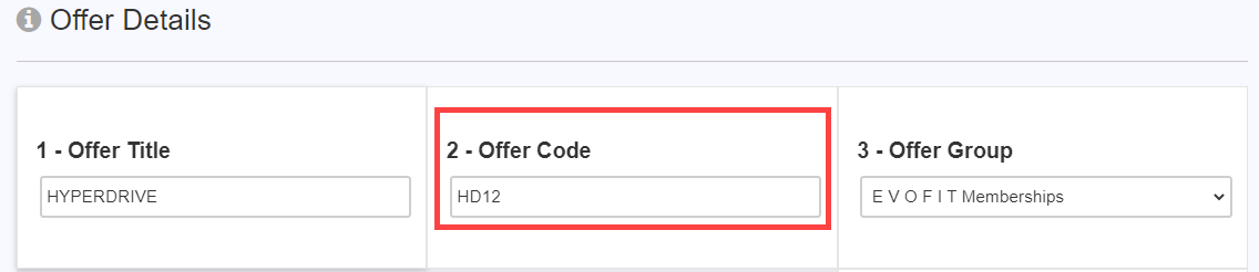 Card Code dropdown in the Code Restrictions section showing membership types and their associated offer codes for selecting which membership to restrict