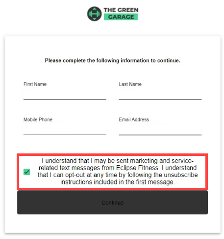 Online Lead Capture flow with communication opt-in options presented at the start of the signup.