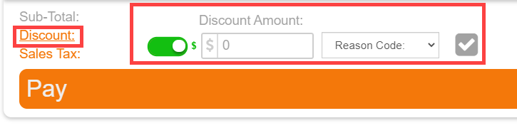 Full-ticket Discount button at the bottom of the MyPOS checkout screen.
