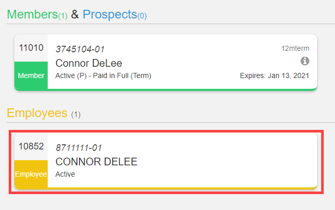 Manage Employees screen showing a list of employee records with a Select button next to each name for editing individual employee details