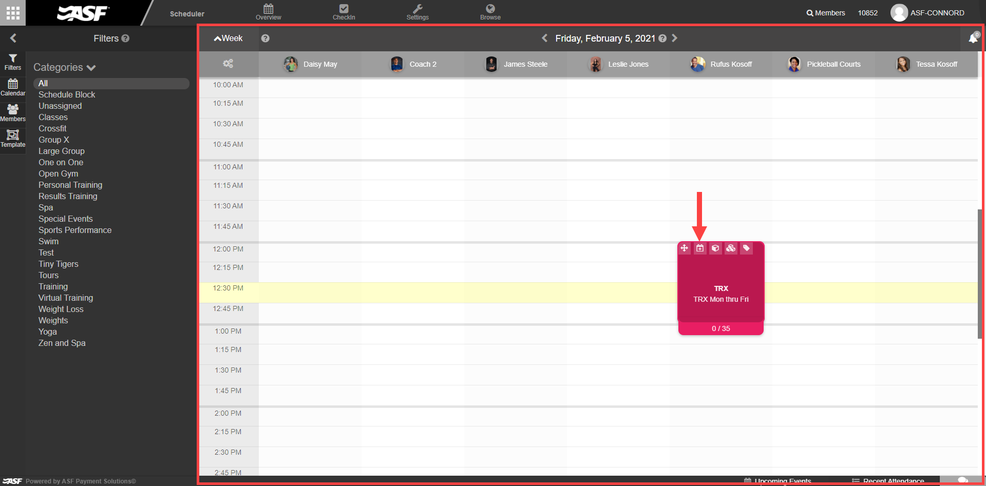 My Scheduler Overview with an event tile hovered, showing the View Event option.