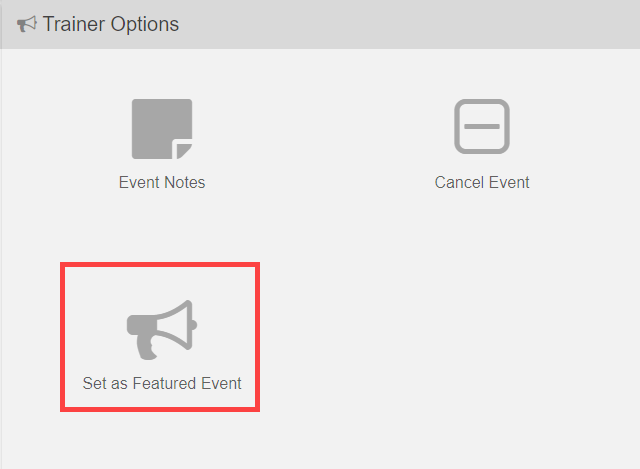 Event settings panel showing the Set Featured Event option highlighted.