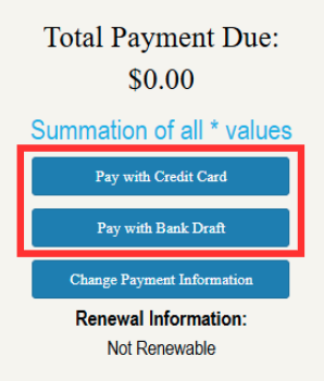 MyASFAccount landing page with the Total Payments Due section highlighted and payment method options visible