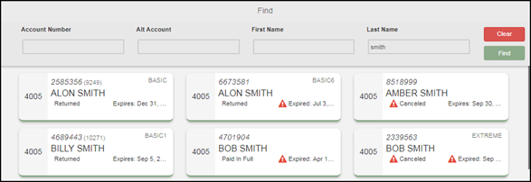Member Management search toolbar showing Find, Clear, and reset buttons after entering search criteria.