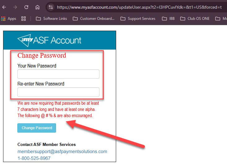 MyASFAccount Forgot Password screen with a field to enter your email address and a Continue button