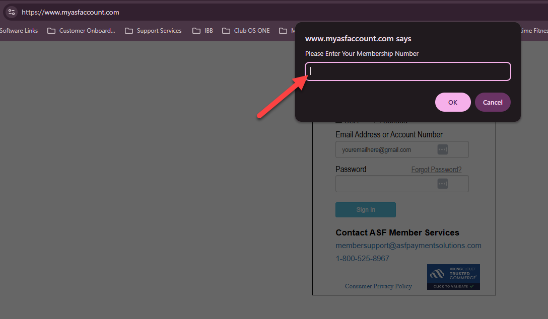 Example welcome email from ASF Payment Solutions showing the MyASFAccount activation link and account details