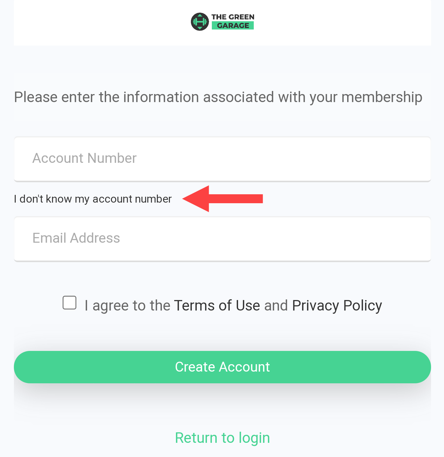 MyClubAccess landing screen showing an Activate Account button and a Log In button for returning members