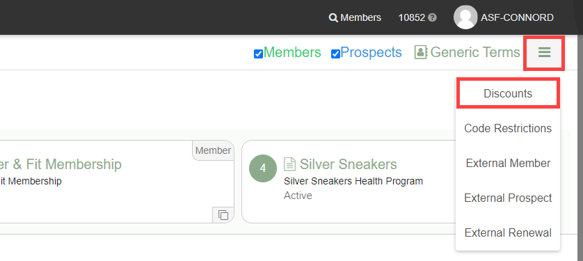 Offer Builder Discounts screen showing the code entry field, name field, and Add button used to create a new promotional discount code