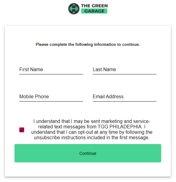 Online Join Lead Capture page showing the initial contact form where a prospective member enters their name, phone, and email before selecting a membership offer