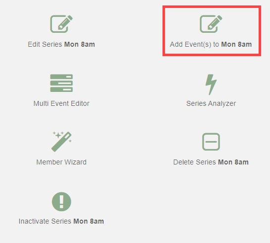 Recurring tab in Browse showing start date, end date, and day-of-week selectors for repeating events.
