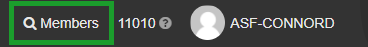 Top right of My Club Business showing the Members search entry point with the magnifying glass icon.