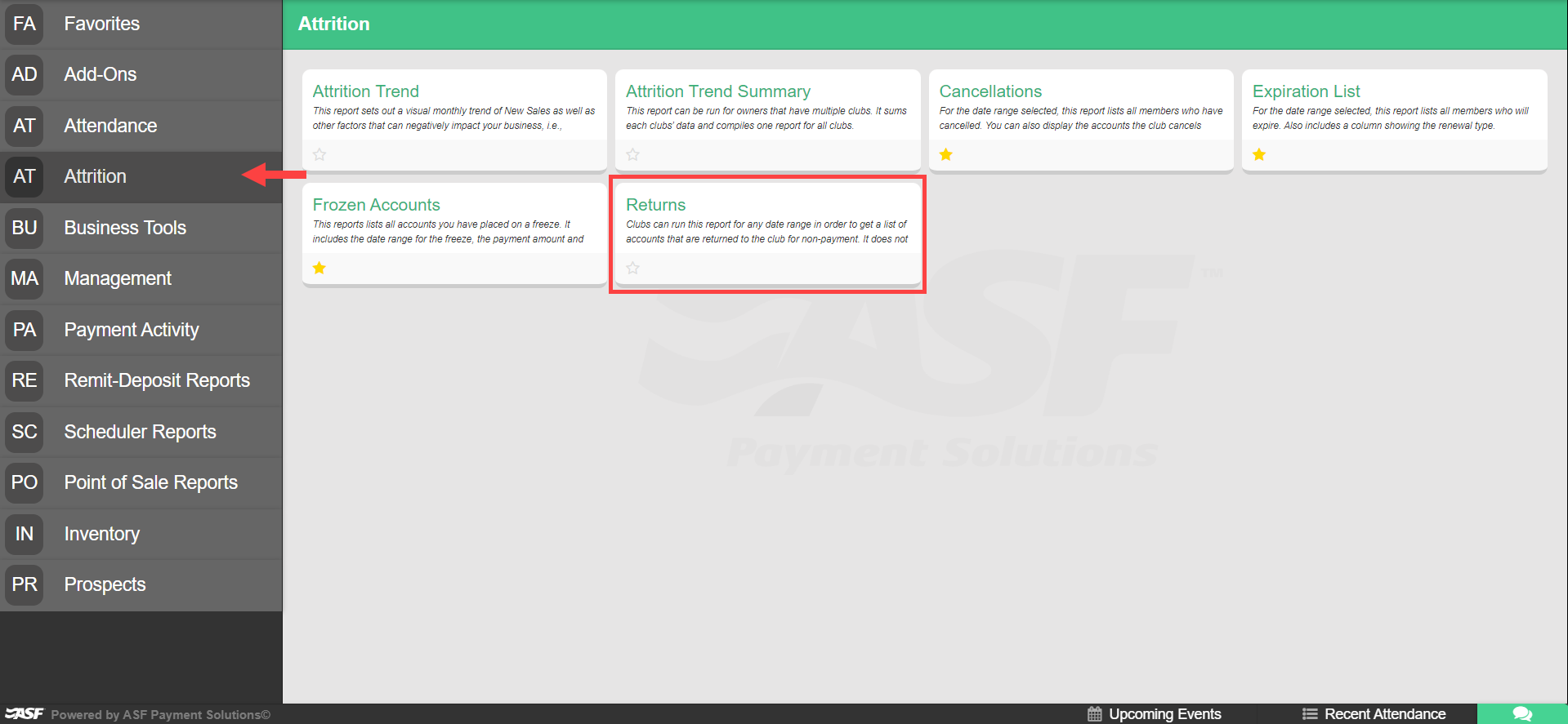 Returns report ready for use with non-partnered agencies showing date filters and submit controls.