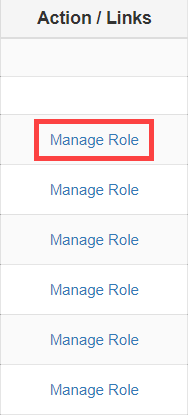 Manage Role option in the Action/Links section for modifying an existing role.
