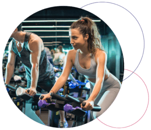 woman on a fitness bike