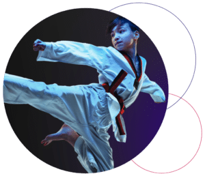 Boy performing martial arts