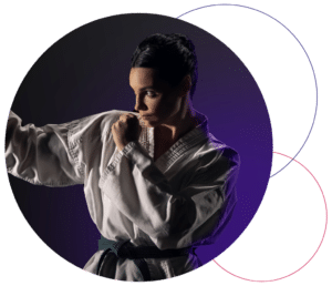 Woman performing karate
